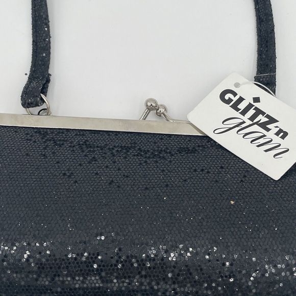 Glitz N’ Glam Glitter Mini Purse Black Formal Dance Prom Club - Picture 2 of 8